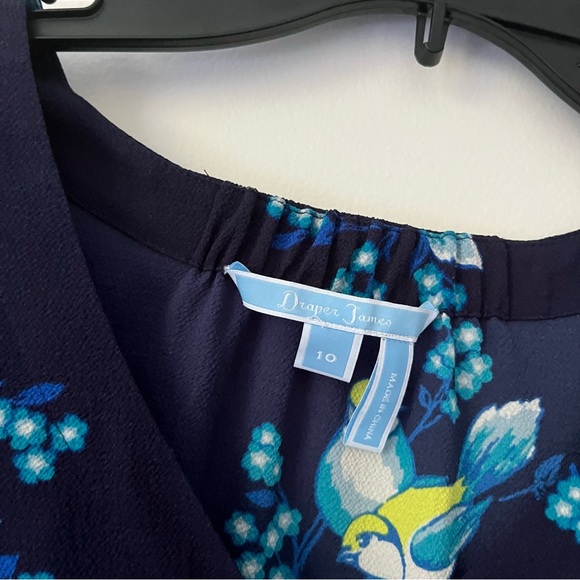 Draper James Blue Magnolia Mockingbird Bird Floral Bell Sleeve Blouse 10 - Picture 4 of 7